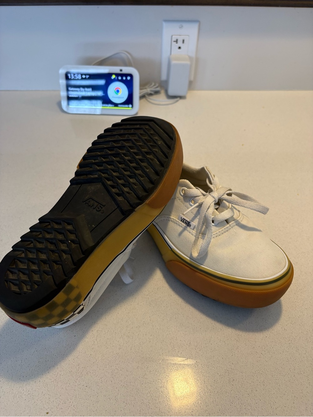 Vans White Canvas Low-Top Sneakers with Gum Outsole